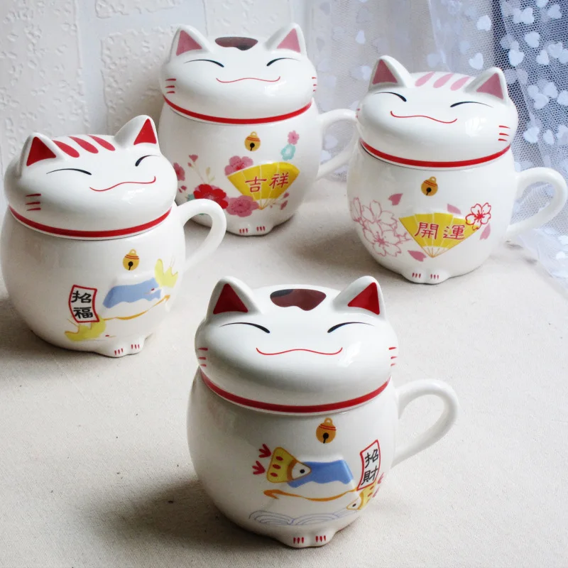 Lucky cats животные керамические кофейные чашки чая, прекрасный Maneki Neko чашки, креативный подарок чашка для воды