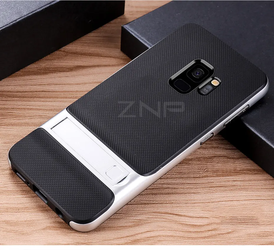ZNP держатель чехол для телефона для samsung Galaxy S10 S9 S8 плюс S10E ПК+ чехол-накладка из термополиуретана с подставкой полное покрытие чехол s для samsung Note 8 9 S7 S8 S9 чехол