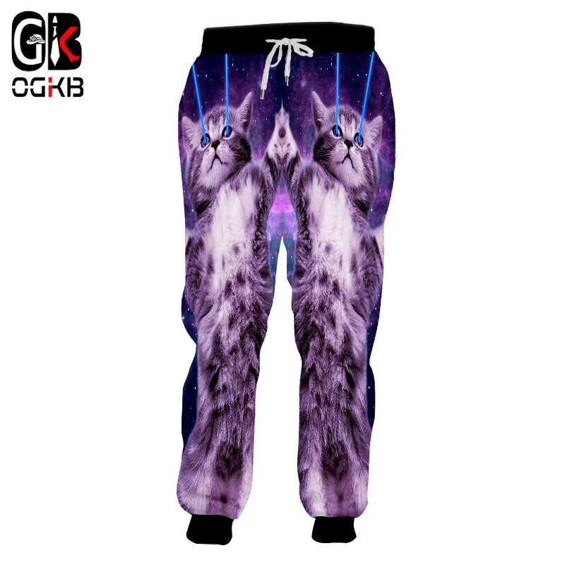

OGKB Unisex Hiphop Streetwear Punk Harem Joggers Pants Casual Sweat Pants Fashion Men's Funny Print Galaxy Space Cat Sweatpants