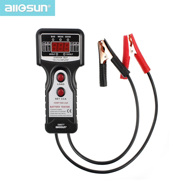 Comprar Probador de batería de coche automotriz Digital SUN 12V CCA para temperatura fría carga de batería voltaje de carga Motor de arranque EM577