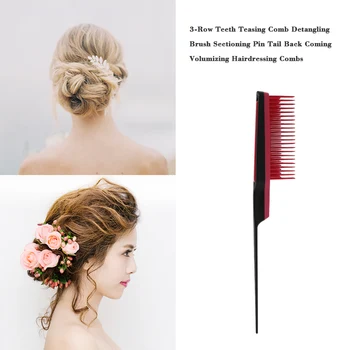 

Hairstyle Fluffy Comb Knotted Hairdressing Hair Comb Anti-static Massage Comb Three Rows Of Pointed Tail Combs Random Colors