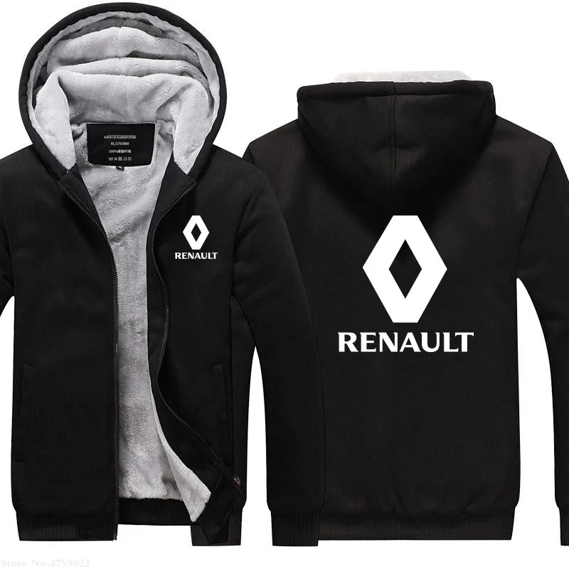 

New Arrival Winter zipper Renault sweatshirt Tops men Warm Thickening coat Hoodies jackets 5 Colors