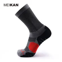 Футбол Носки Колено Высокие Велоспорт Calcetines Deporte MEIKAN Бренд Orange Coolmax Носки Открытый Не Водонепроницаемый Сжатия Работает Носки