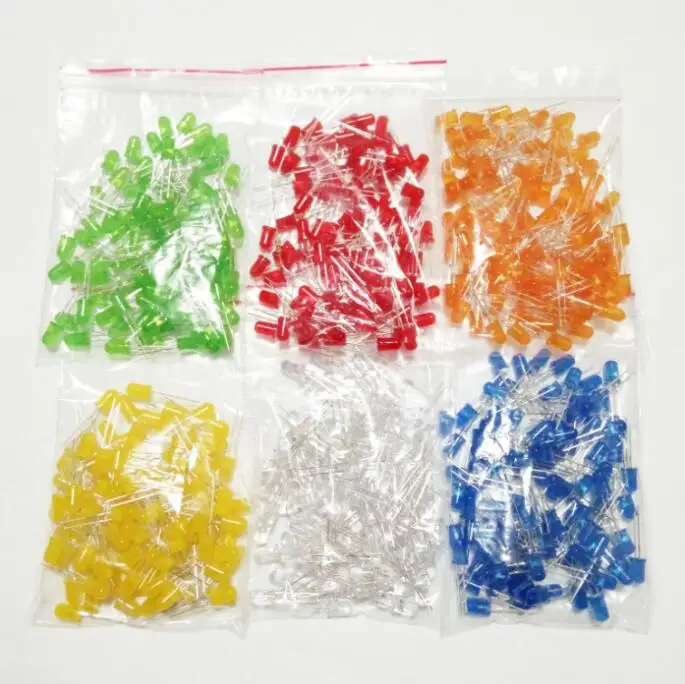 

600pcs/lot 5MM LED diode Light Assorted Kit DIY LEDs Set White Yellow Red Green Blue Orange