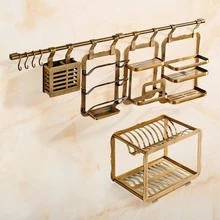 Античная пространство кухни алюминиевые стойки стене висит нож приправы стойку горшок стеллаж для хранения аксессуары для ванной комнаты LO827402