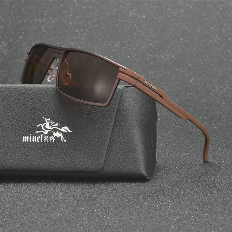 M2019 Fashion Polarized aluminium magnesium Sunglasses UV400 men women Driving fashion vintage new Sun Glasses with box sUV FML - Цвет линз: brwon