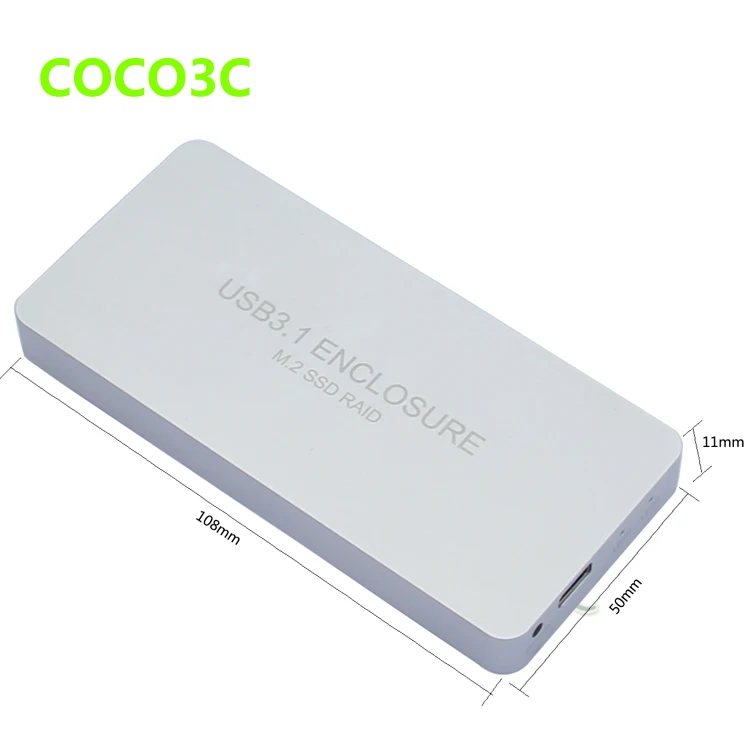  USB3.1 Typ-C zu 2 M.2 SSD RAID Gehäuse USB-C zu Dual NGFF adapter M.2 SSD Externe Box + RAID0 RAID1