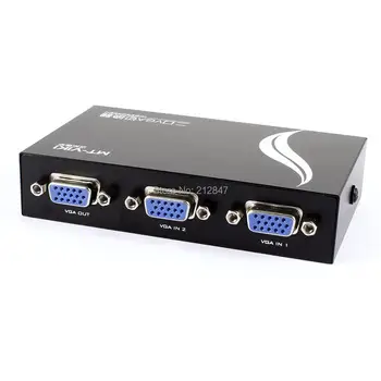 

Silver Tone Press Button 15 Pin VGA Two Way Switch Splitter Black