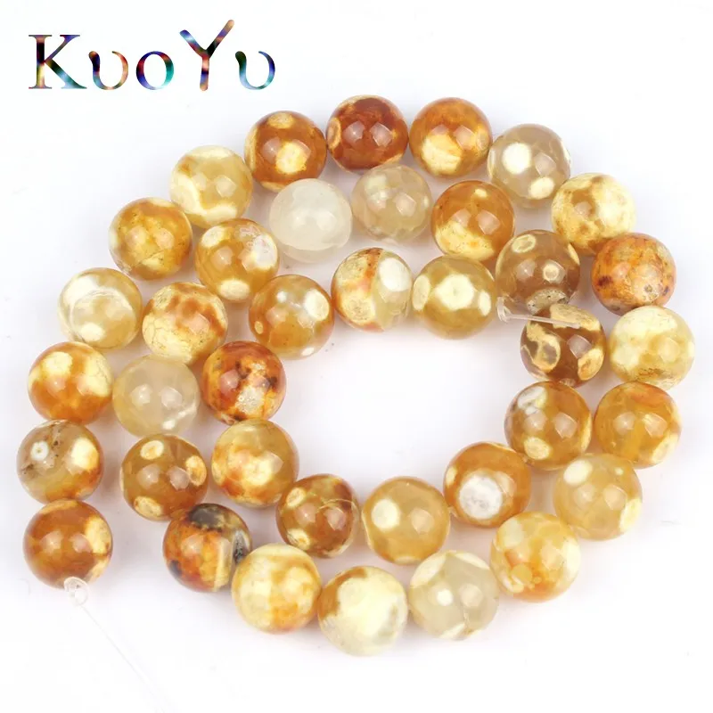 

Natural Stone Smooth leopard Skin Agates Round Loose Beads 15"Strand/Inches 6 8 10 12MM For Jewelry Making DIY Bracelet Necklace