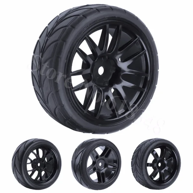 Cheap 4Pcs 26mm Rubber RC Tyres & Wheel Rims Hex 12 For 1:10th HSP HPI Sprint 2 Drift RS4 On Road Cars 4WD