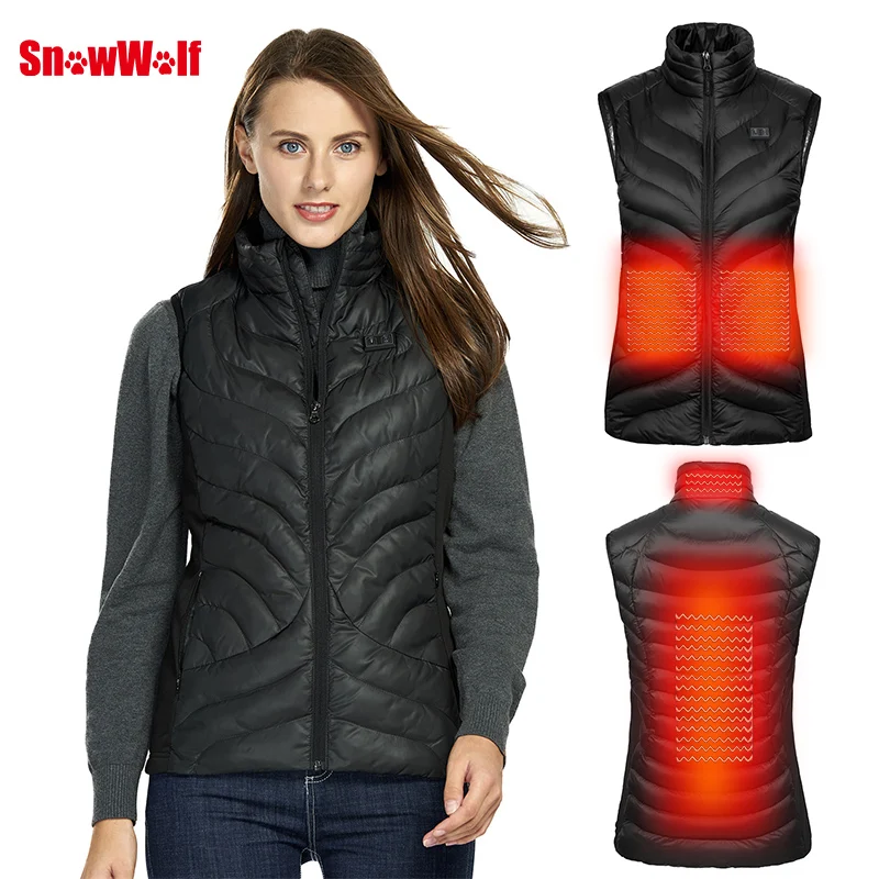 Mulheres ao ar Roupas de Pesca Snowwolf Livre Infravermelho Aquecido Colete Jaqueta Inverno Fibra Carbono Elétrico Térmico 2020 Usb