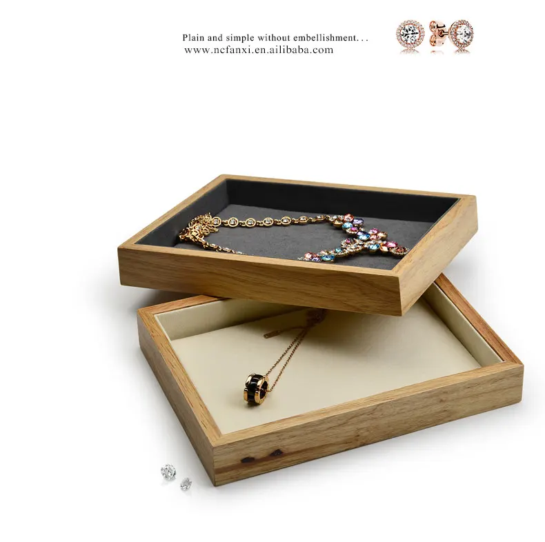FANXI деревянный лоток для ювелирных изделий с вставкой из микрофибры Кулон Кольцо ожерелье браслет выставочный стенд для витрины