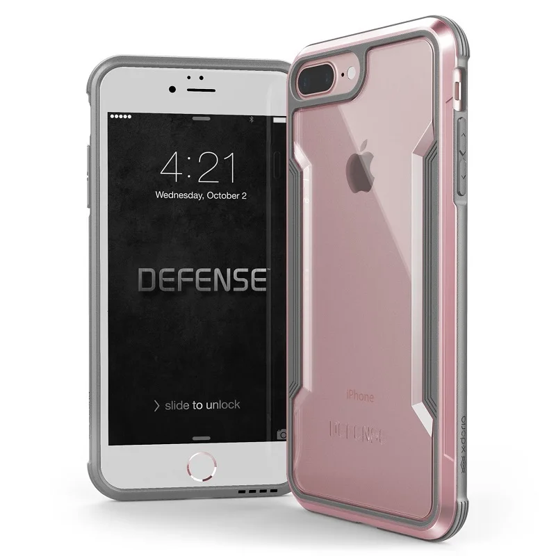 X-Doria Defense Shield чехол для телефона чехол для iPhone 7 8 Plus iPhone 7 Plus армированный военный алюминиевый противоударный металлический жесткий чехол - Цвет: Rose Gold