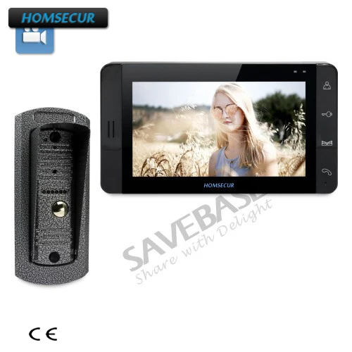 HOMSECUR 7\ Video Door Phone Intercom System+Black Monitor 1C1M for House/Flat