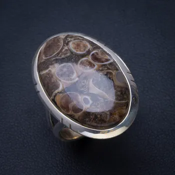 

Natural Turritella Handmade Unique 925 Sterling Silver Ring 7.5 B1358