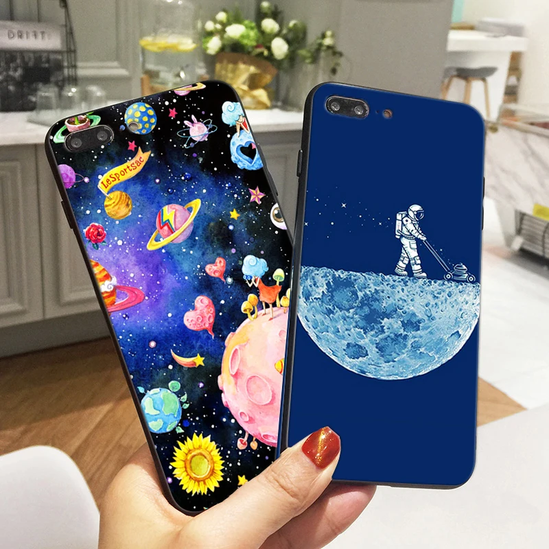 Космического пространства чехол для iPhone 8 Plus Луна астронавт Чехлы мобильного