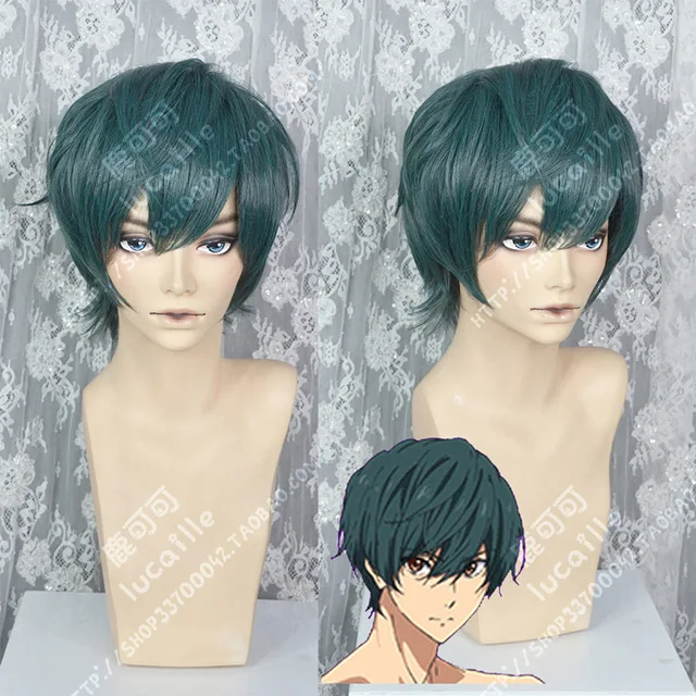 Аниме бесплатно!-погружение в будущее ikuya kirishima Зеленый Короткие парики Хэллоуин мужские синтетический костюм аниме парики + парик крышка