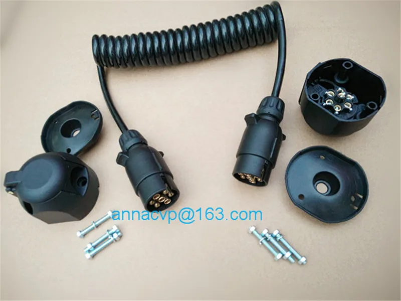 spiral cable coiled cable trailer plugs set 8
