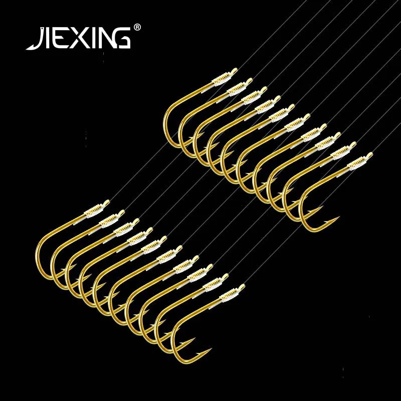 

10 pcs sea fishing hooks with line Carbon Steel String carp Hook Roll Feeder Thread fishhook outdoor vissen
