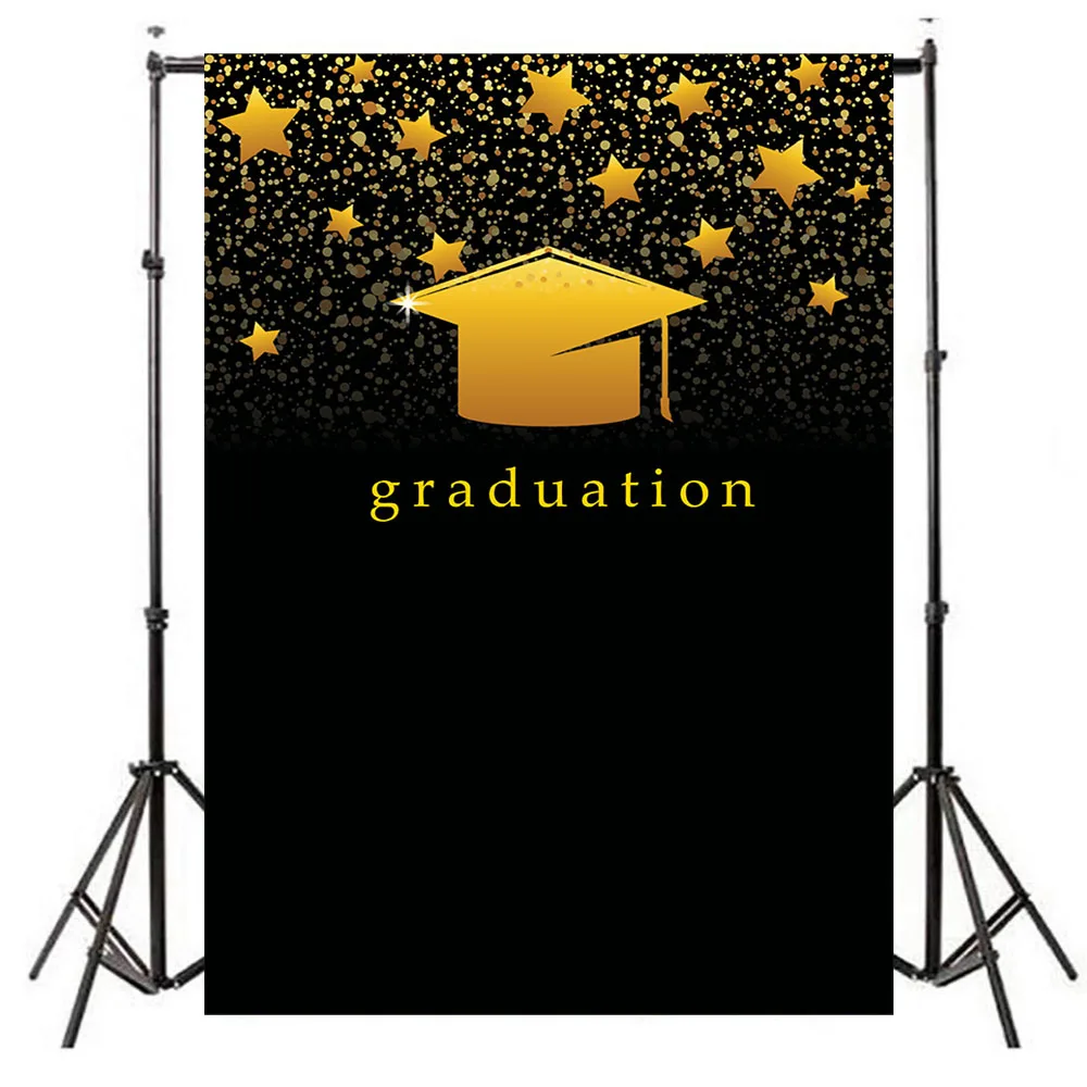 

Neoback 2019 Graduation Party Photo Background Photophone Golden Shiny Stars Black Photography Backdrops Studio Shoots