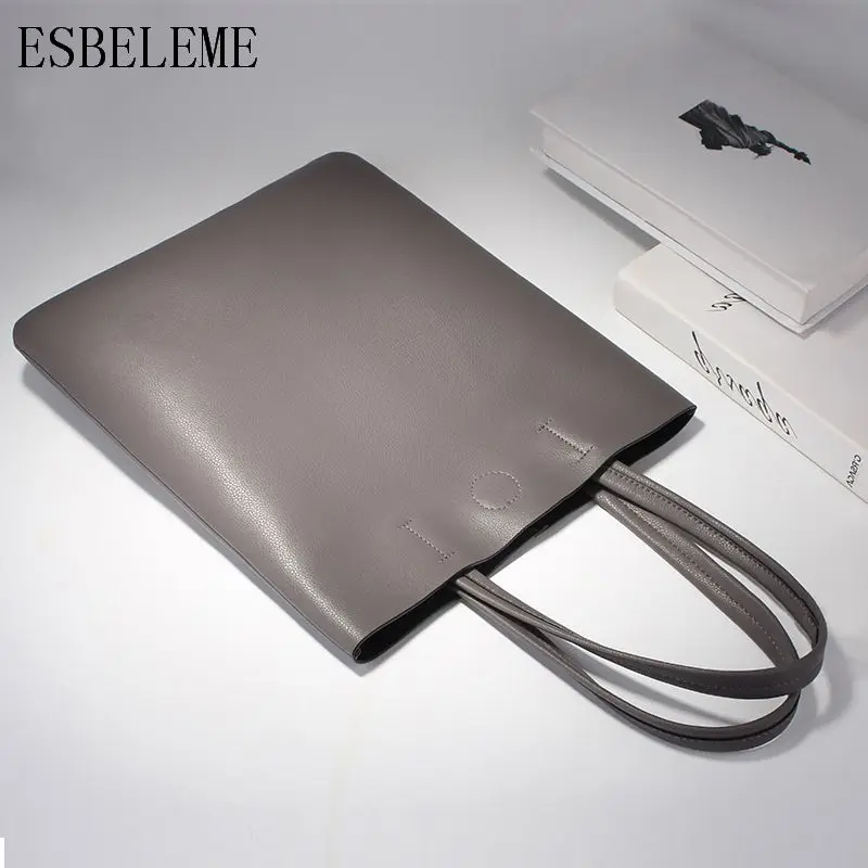 

Cow Leather Women Casual Totes Soft Brief Bags Female Ultralight Shoulder Bag Gray Brown Pink Genuine Leather Handbags YG256