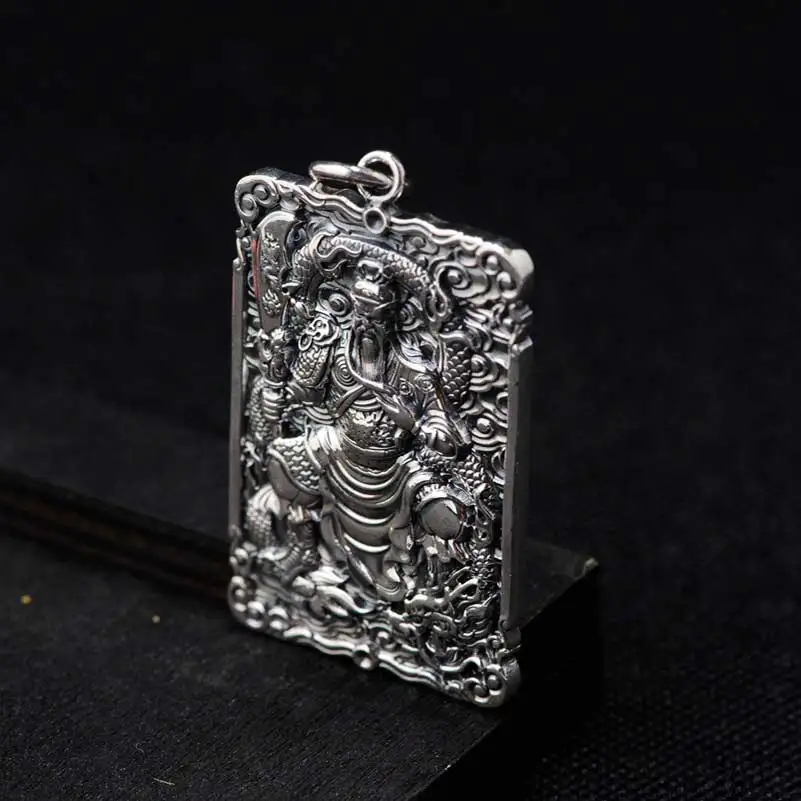 

FNJ 925 Silver Pendant Figure GuanGong Hang Original S990 Thai Silver Pendants Women for Jewelry Making