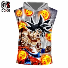 OGKB Новое поступление для мужчин майка с капюшоном печати Dragon Ball 3d капюшоном вязаные топы без рукавов человек Fit Slim безрукавка с капюшоном костюмы