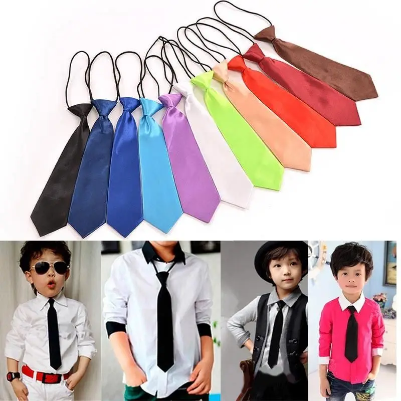 Галстук для мальчика, детский школьный Свадебный галстук для мальчика, эластичный однотонный галстук