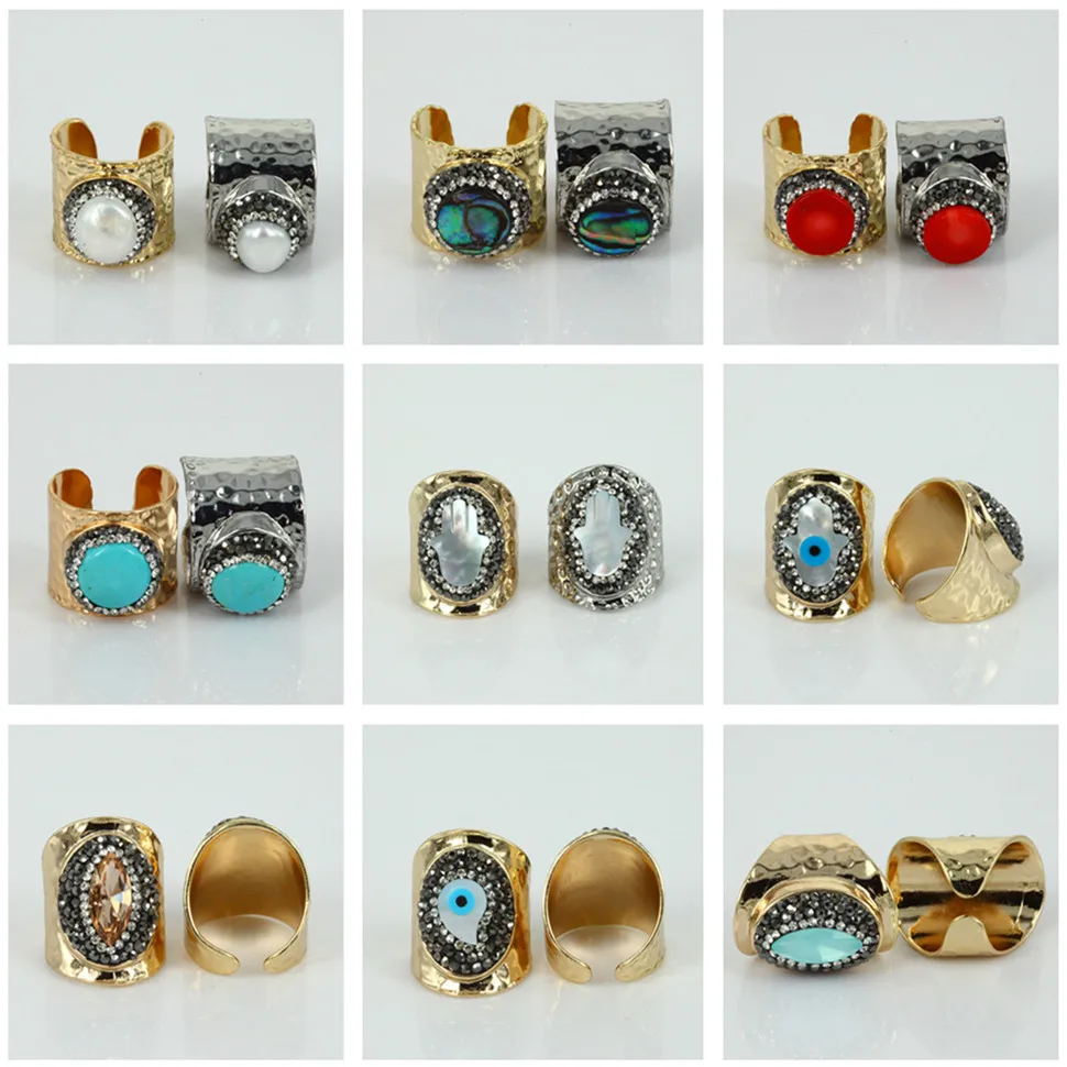 Black Multistone Ring Turquoise and Coral Open Ring Tow Stone Ring OXIDIZED Silver RING