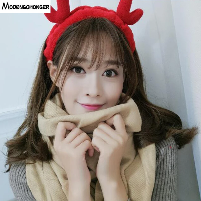 

Hair Band Cute Antler Wash Face Soft Coral Velvet Headband Christmas Antler Decoration Lovely For Women Girls Hair Accessories