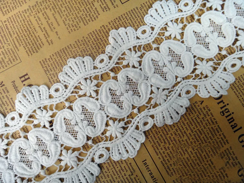 

5 yard/lot width 4.72" 12cm High Quality white vintage cotton Water Soluble lace trim Ribbon L4K426 1028779