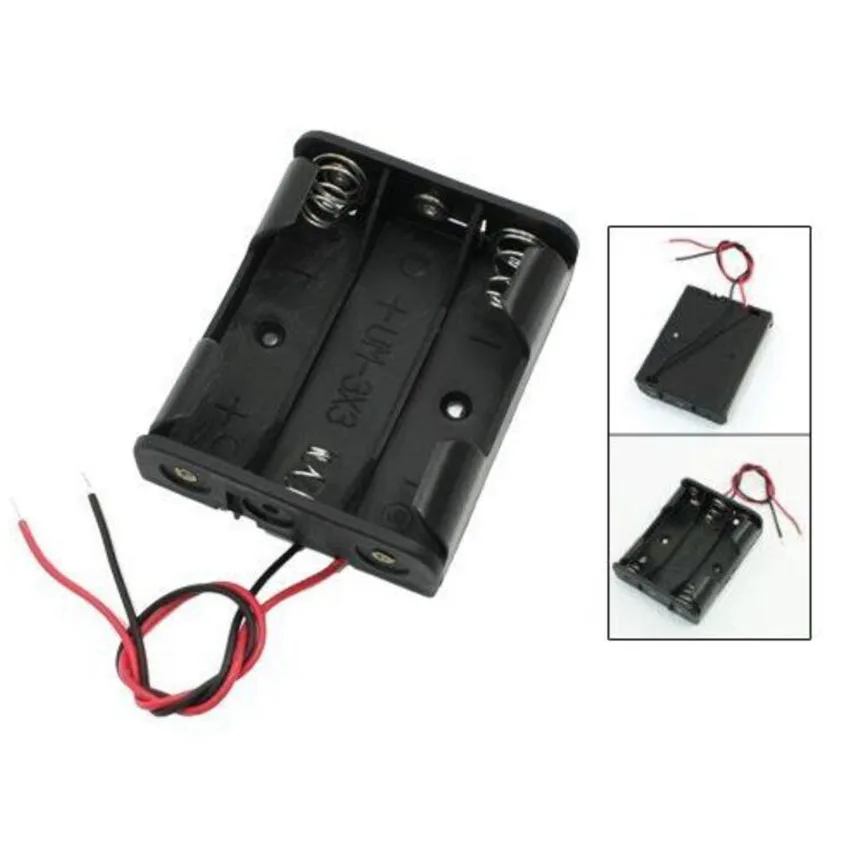Black 3V 3AA/3AAA Batteries Battery Holder Case Box w Wire Leads ON/OFF Switch 