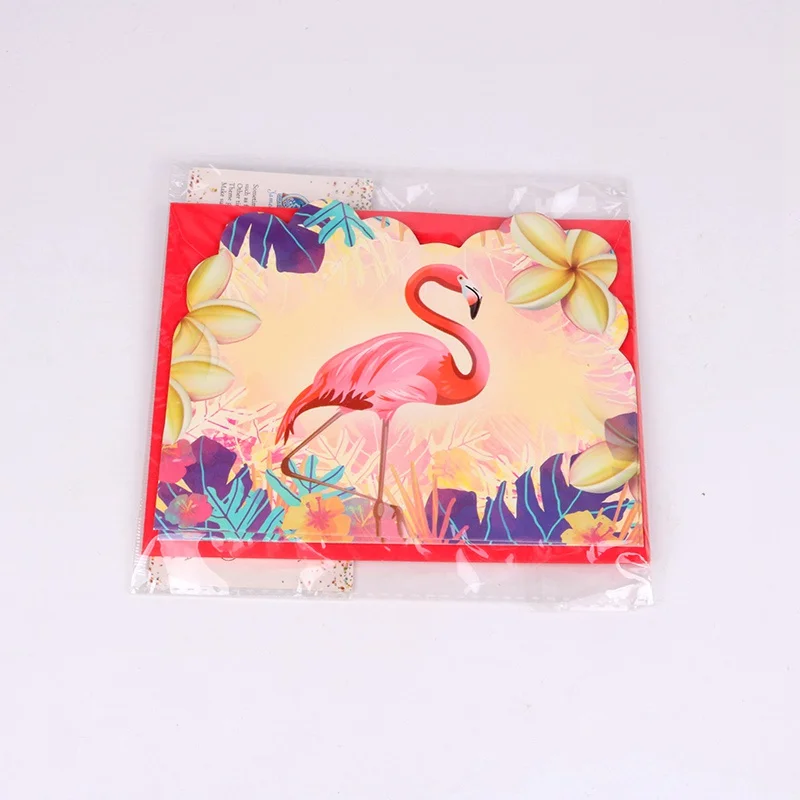 

6pcs/lot cute Flamingo Theme Party Paper Invitation Card Kids Happy Birthday Party Supplies Decoration Favors