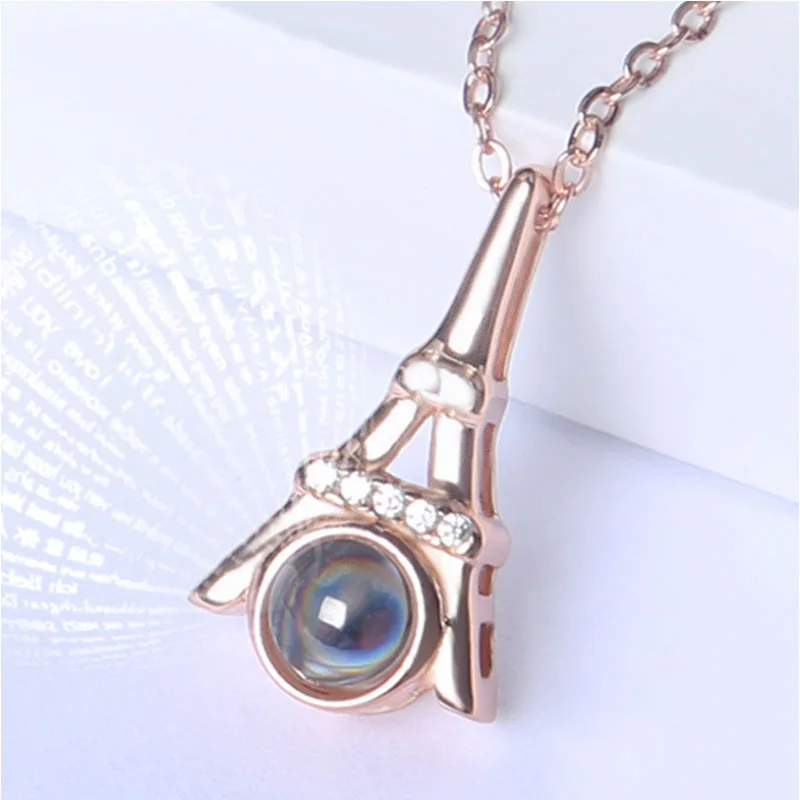 fashion Eiffel Tower silver pendant necklace 01