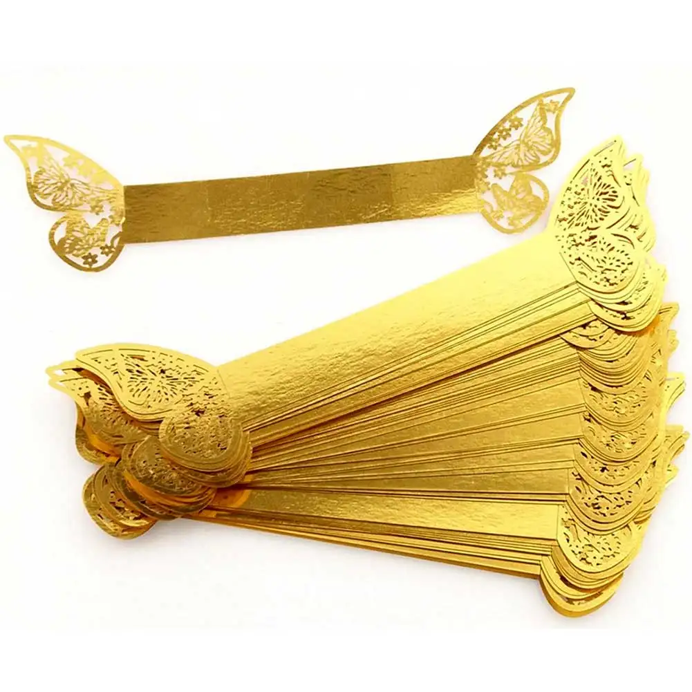 50pcs Napkin Buckle Ring Hollow Butterfly Shapes for Wedding Banquet Dinner Table Decor Anillo calado de papel mariposa UYT Shop