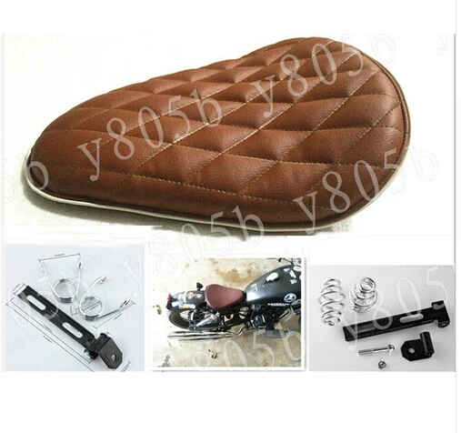 

Brown Diamond Leather Solo Spring Motorcycle Seat+ Mounting For Yamaha VStar 400 650 1100 1300 Virago Xv 250 535 750 1100 Road