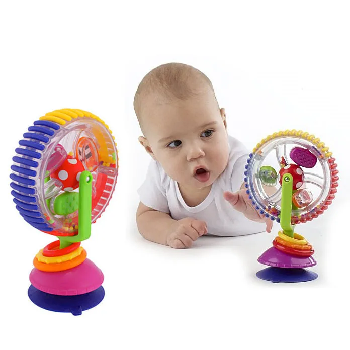 2018 детские погремушки триколор мультитач вращающееся колесо обозрения присоски игрушки новорожденных креативные Развивающие детские