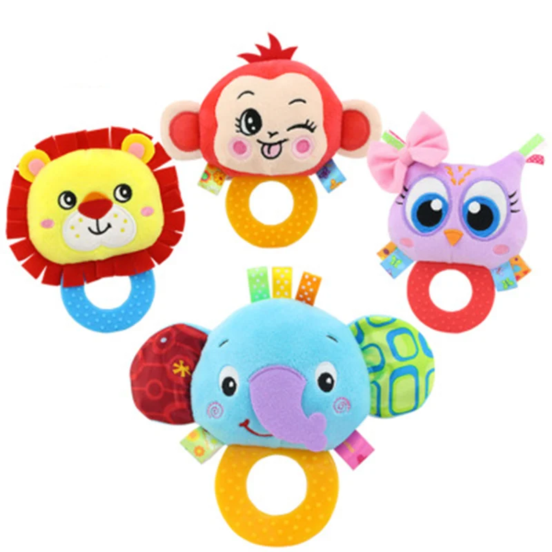 Infant Baby Plush Stuffed Toy Hand Grasp Teethers Cute Animal  Newborns Early Development Boys Girls Gift