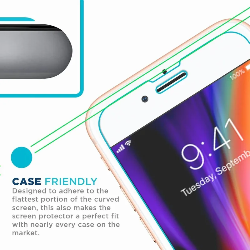 NYFundas For iPhone 7 Tempered Glass Screen Protector Guard For Apple iPhone 8 Plus X 6S 6 5 5S SE 4 4S 9H Film Protection Cover (2)