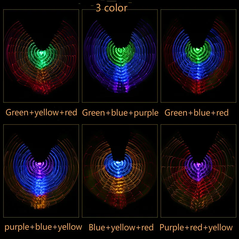2018 Colorful Belly Dance Performance Costume LED Wings Dance Accessories Girls LED Wings Costume LED Butterfly Wings With Stick