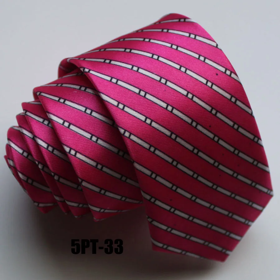 Узкий галстук для молодых людей 5 см, модный Атласный Галстук, Красный с белыми полосками