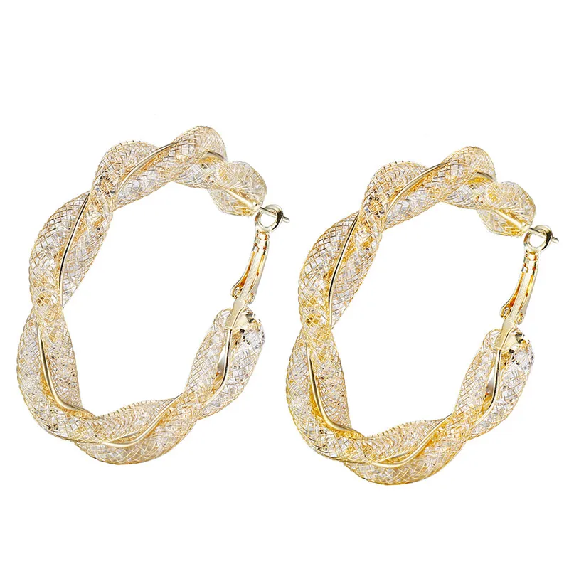 

ROMAD Geometric Big Circle Hoop Earrings for Women Cubic Zirconia Twist Round Earings Fashion Jewelry boucle d'oreille femme R4