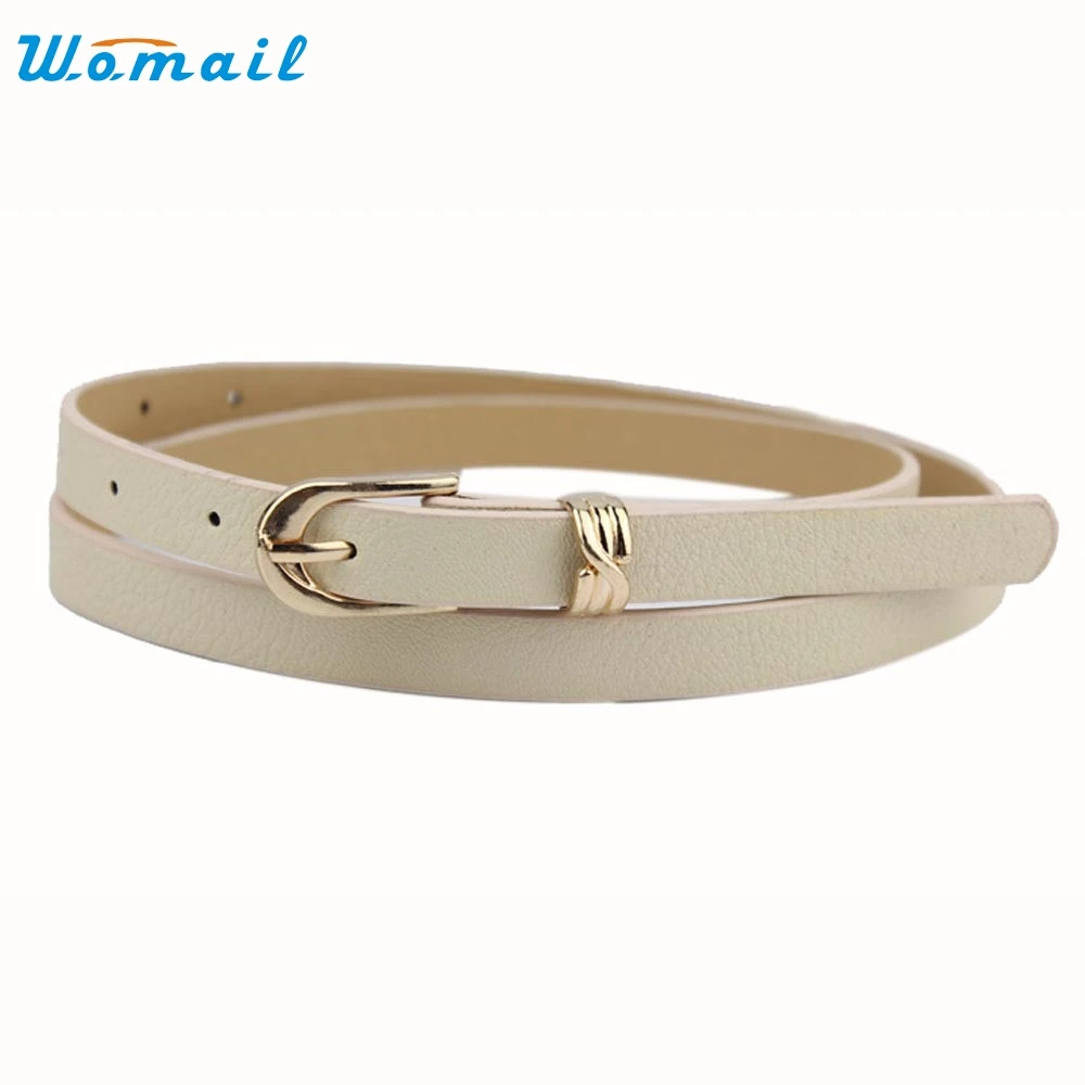 1PC thin Skinny pu Leather Waistband Womens Ladies Casual Belt Buckle Strap Gift