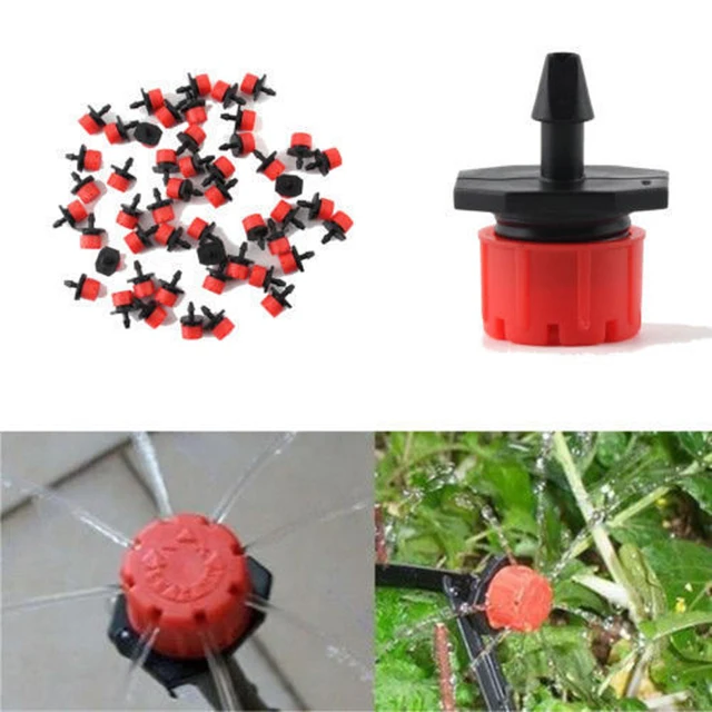 100pcs DIY Drip Irrigation System Adjustable Micro Drip Irrigation Watering Anti-clogging Emitter Dripper Red Garden Supplies