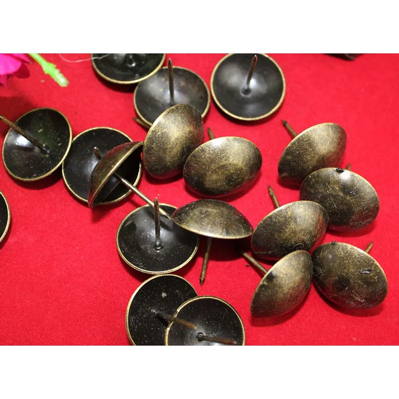 Bronze Iron Upholstery Nail Antique Jewelry Case Box Sofa Decorative Tack Stud Pushpin Decorative Furniture Nails,25*25mm,50Pcs