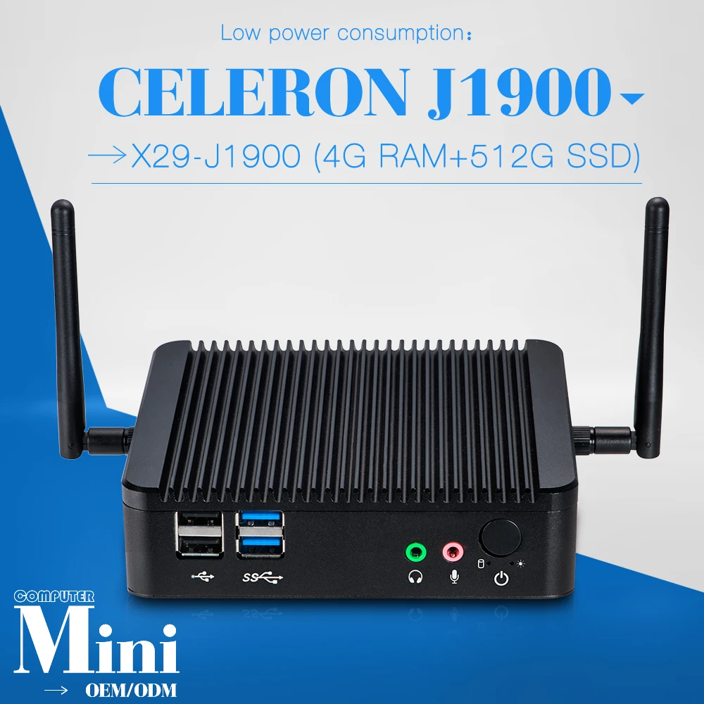 XCY Low Power Industrial Mini PC for J1900 quad Core slim computer 4GB DDR3 ram 512G SSD support window7 system