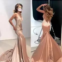 Халат de soiree аппликация Сексуальные вечерние платья с открытой спиной abendkleider Vestido Longo платья в стиле русалки на заказ вечернее платье abiye