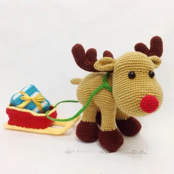 

crochet toy amigurumi doll deer with Sledge rattle model number SCA0017