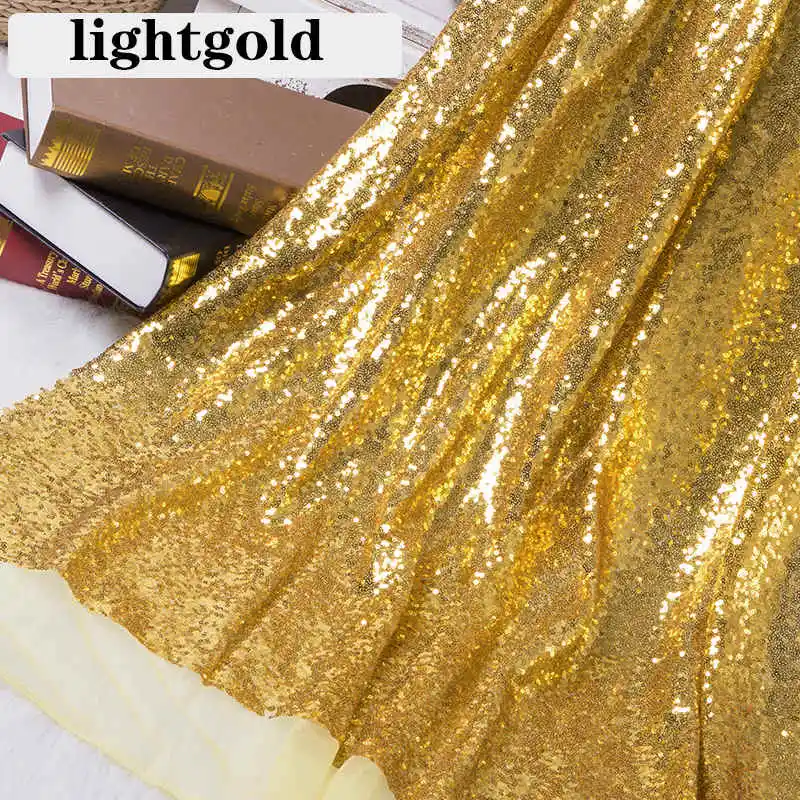 

B·Y Light Gold Shiny Fabric 2 Yards 3mm Sequin Fabric Sparkly for Clothes Stage Party Wedding Home Decor-524