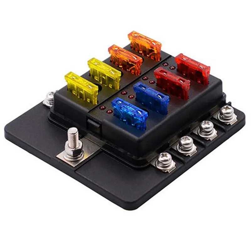 WUPP Car Fuse Box 12 Way 10 Way 8 Way 6 Way M5 Stud independent positive and negative for Auto Car Boat Marine Trike Caravan - Цвет: Зеленый